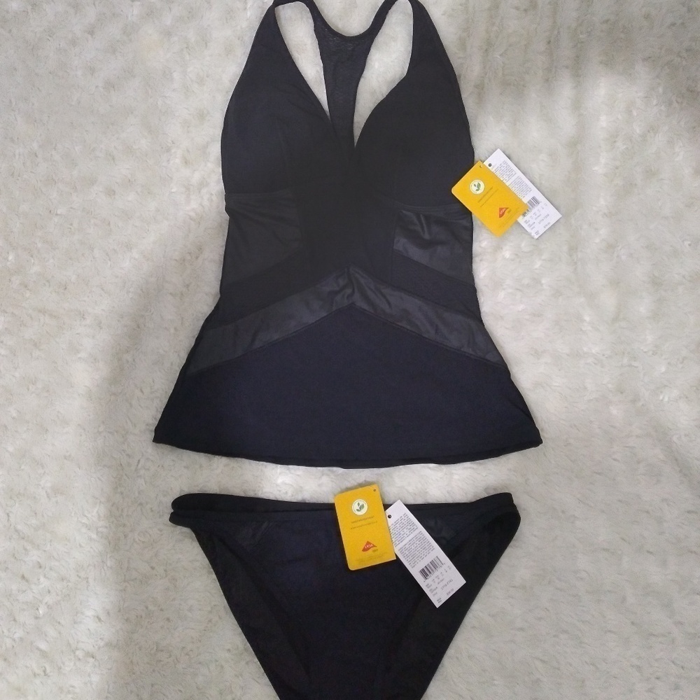 Profile By Gottex Black Tankini Swim Top with Bikini Bottom